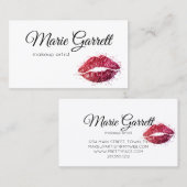 Pink Glitzern Lipstick Kiss Business Card Visitenkarte (Vorne/Hinten)