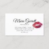 Pink Glitzern Lipstick Kiss Business Card Visitenkarte (Rückseite)