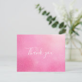 Pink Glitzern Shimmer Skriptgeschäft Dankeskarte (Stehend Vorderseite)