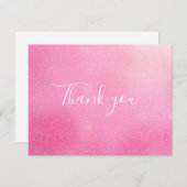 Pink Glitzern Shimmer Skriptgeschäft Dankeskarte (Vorne/Hinten)