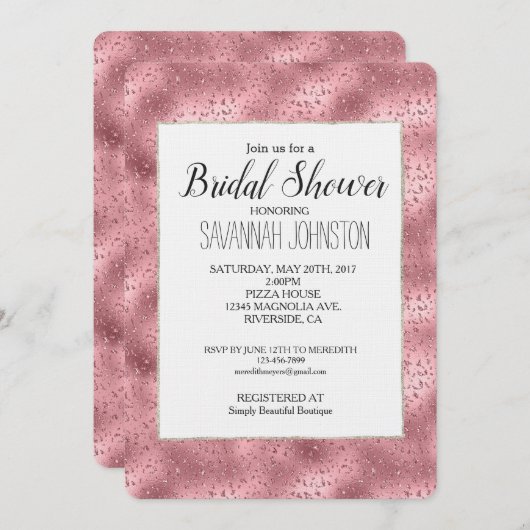 Pink Glitzy Cheetah Print Brautparty Einladung (Vorne/Hinten)