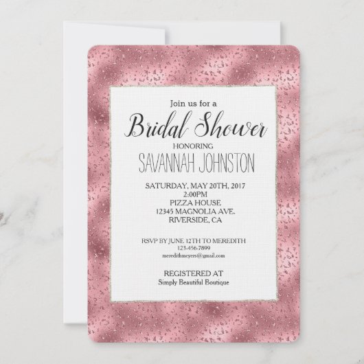 Pink Glitzy Cheetah Print Brautparty Einladung (Vorderseite)