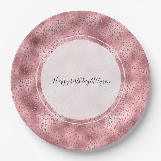 Pink Glitzy Cheetah Print Pappteller (Vorderseite)
