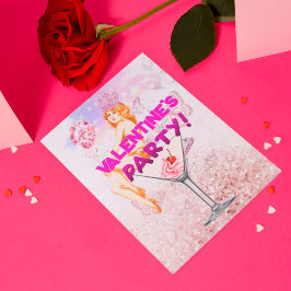 Pink Glitzy Glamour Valentinstag Party laden ein Karte