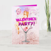 Pink Glitzy Glamour Valentinstag Party laden ein Karte (Vorderseite)