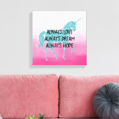 Pink Glitzy Glitzer Aqua Unicorn Leinwanddruck (Insitu (Wohnzimmer))