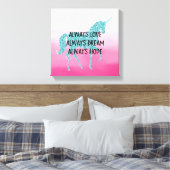 Pink Glitzy Glitzer Aqua Unicorn Leinwanddruck (Insitu (Schlafzimmer))