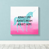 Pink Glitzy Glitzer Aqua Unicorn Leinwanddruck (Insitu (Holzboden))