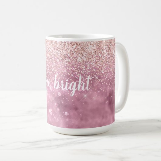 Pink Glitzy Glitzer Hearts Kaffeetasse (VorderseiteRechts)