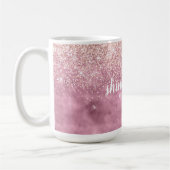 Pink Glitzy Glitzer Hearts Kaffeetasse (Links)
