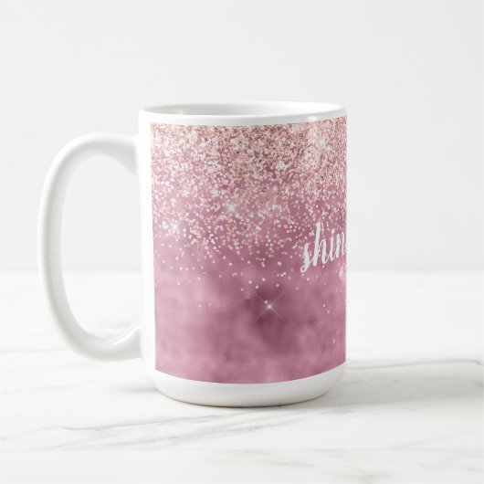 Pink Glitzy Glitzer Hearts Kaffeetasse (Links)