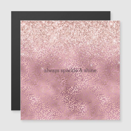 Pink Glitzy Glitzer Leopard Print Magnetkarte (Vorne/Hinten)