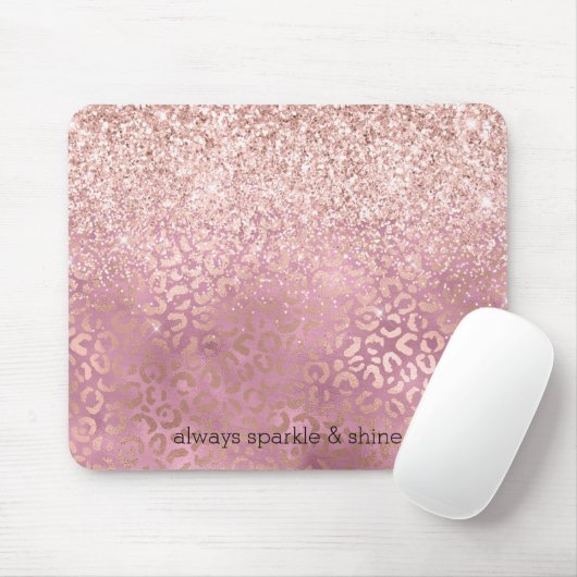 Pink Glitzy Glitzer Leopard Print Mousepad (Mit Mouse)