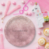Pink Glitzy Glitzer Leopard Print Pappteller (Party)