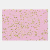 Pink Glitzy Gold Sparkle Confetti Dots Geschenkpapier Set (Vorderseite 3)