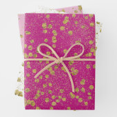Pink Glitzy Gold Sparkle Confetti Dots Geschenkpapier Set (Beispiel)
