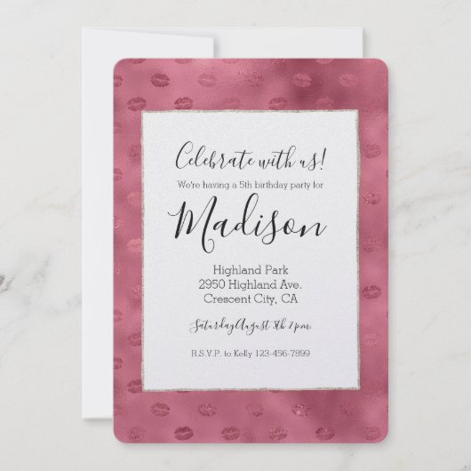 Pink Glitzy Lips Einladung (Vorderseite)