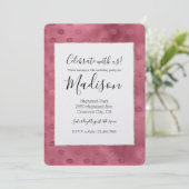 Pink Glitzy Lips Einladung (Stehend Vorderseite)