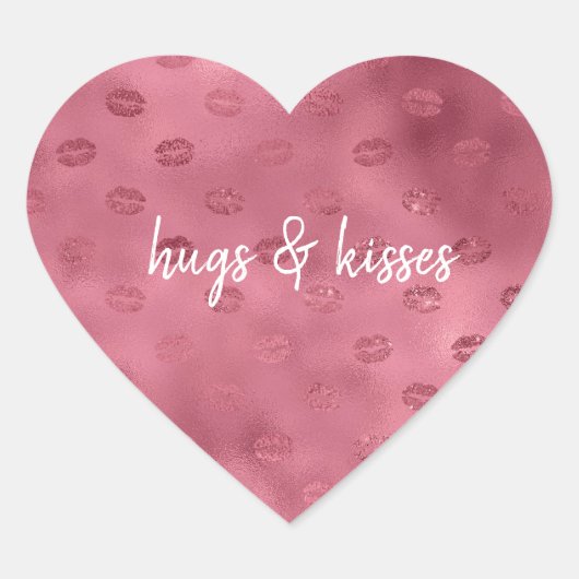 Pink Glitzy Lips Herz-Aufkleber (Vorderseite)