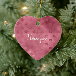 Pink Glitzy Lips Keramik Ornament