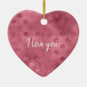 Pink Glitzy Lips Keramik Ornament (Vorne)