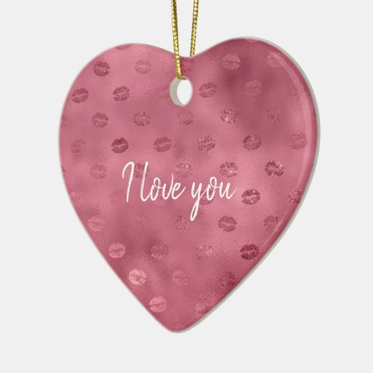 Pink Glitzy Lips Keramik Ornament (Links)