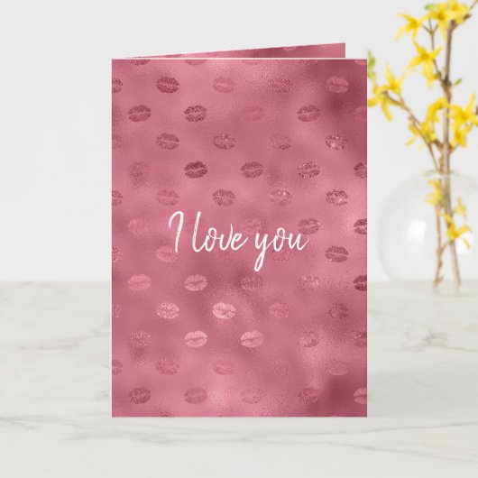 Pink Glitzy Lips Liebe Karte (Gelbe Blume)