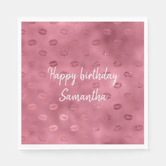 Pink Glitzy Lips Serviette (Vorderseite)