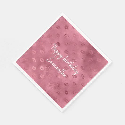 Pink Glitzy Lips Serviette (Ecke)