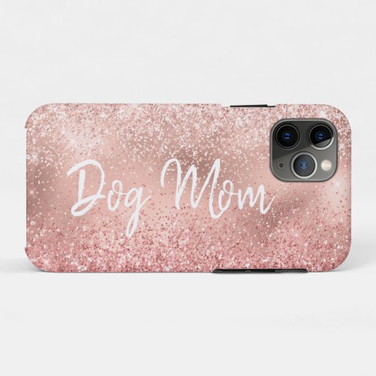 Pink Glitzy Sparkle Glitzer Dog Mama Case-Mate iPhone Hülle (Rückseite (Horizontal))