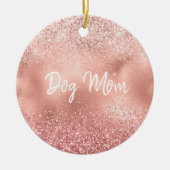 Pink Glitzy Sparkle Glitzer Dog Mama Keramik Ornament (Vorne)