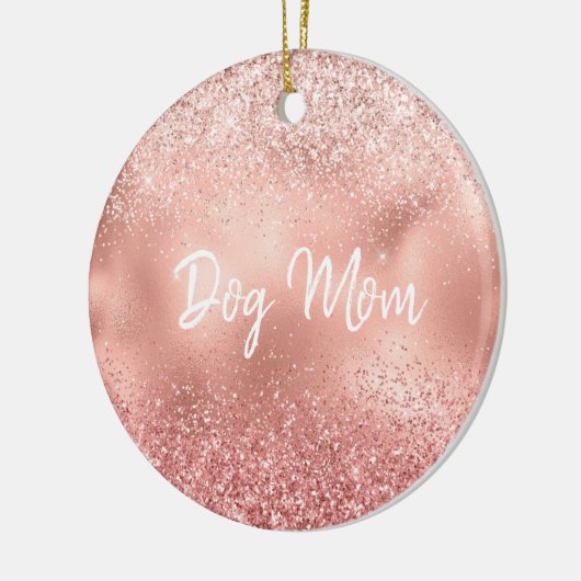 Pink Glitzy Sparkle Glitzer Dog Mama Keramik Ornament (Links)
