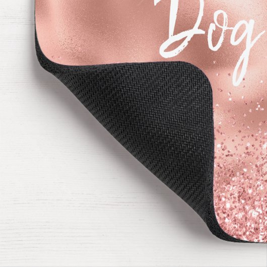 Pink Glitzy Sparkle Glitzer Dog Mama Mousepad (Ecke)