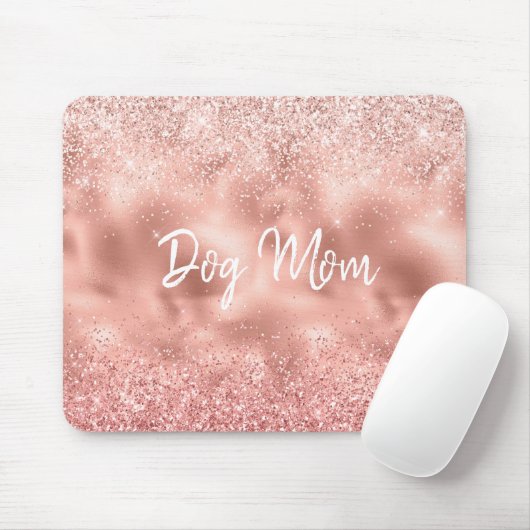 Pink Glitzy Sparkle Glitzer Dog Mama Mousepad (Mit Mouse)