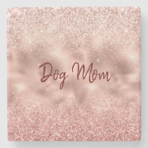 Pink Glitzy Sparkle Glitzer Dog Mama Steinuntersetzer