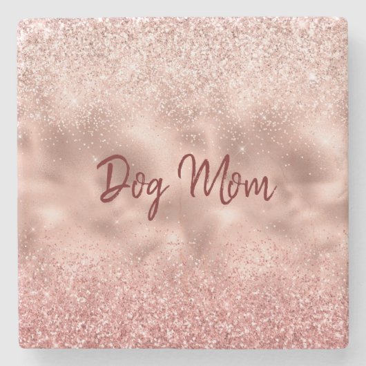 Pink Glitzy Sparkle Glitzer Dog Mama Steinuntersetzer (Vorderseite)