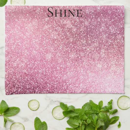Pink Glitzy Sparkle Personalisiert Geschirrtuch (Gefaltet)