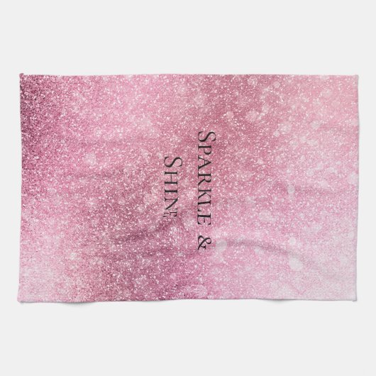 Pink Glitzy Sparkle Personalisiert Geschirrtuch (Horizontal)