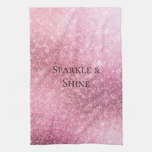 Pink Glitzy Sparkle Personalisiert Geschirrtuch