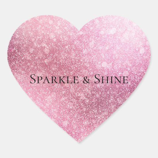 Pink Glitzy Sparkle Personalisiert Herz-Aufkleber (Vorderseite)