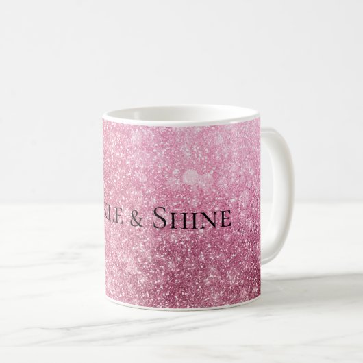 Pink Glitzy Sparkle Personalisiert Kaffeetasse (VorderseiteRechts)