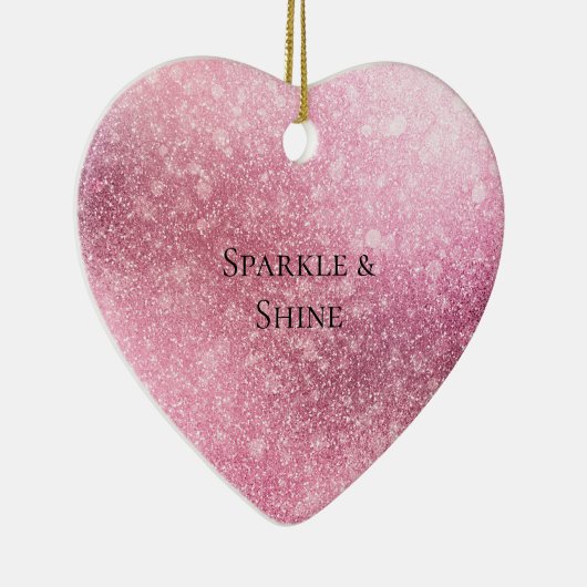 Pink Glitzy Sparkle Personalisiert Keramik Ornament (Rechts)