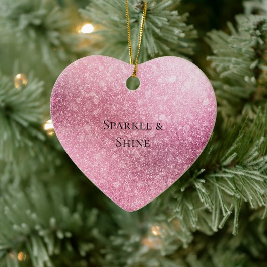 Pink Glitzy Sparkle Personalisiert Keramik Ornament (Baum)