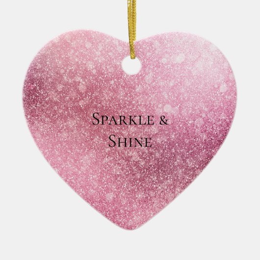 Pink Glitzy Sparkle Personalisiert Keramik Ornament (Vorne)