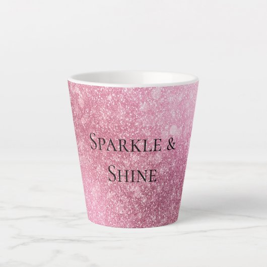 Pink Glitzy Sparkle Personalisiert Milchtasse (Vorderseite)