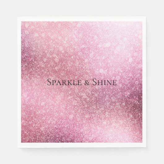 Pink Glitzy Sparkle Personalisiert Serviette (Vorderseite)