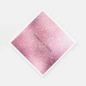 Pink Glitzy Sparkle Personalisiert Serviette (Ecke)