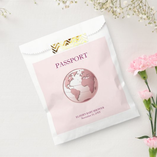 Pink Globe Passport Travel Baby Shower Geschenktütchen (Versiegelt)
