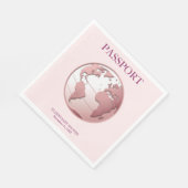 Pink Globe Passport Travel Baby Shower Serviette (Ecke)