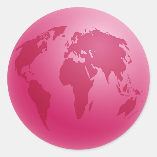 Pink Globe Runder Aufkleber (Vorderseite)